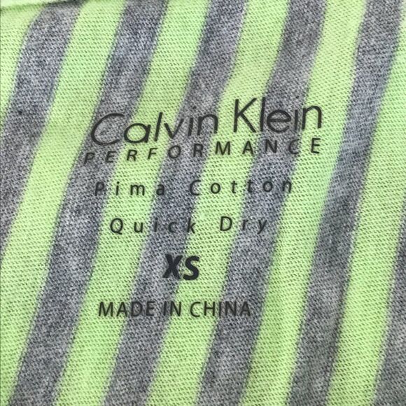 Calvin Klein Performance Open Back Striped Tee Women’s XS Quick Dry Pima Cotton - Picture 10 of 12